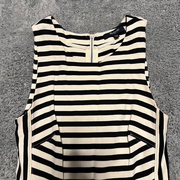 Madewell Dress Womens XXS Sleeveless A line Striped Afternoon black off-white - Picture 2 of 9